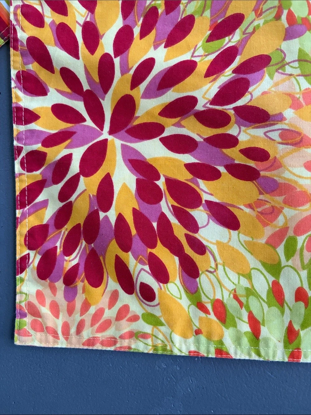 Fiesta Reversible Placemats in Floral and Stripes Yellow, Pink & Green Set of 2